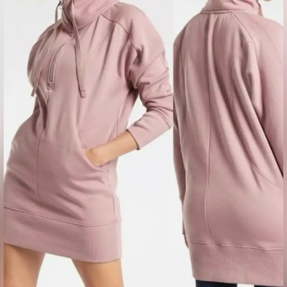 Athleta Cozy Karma 1/4 Zip Dress size XS/S in color Mauve Athleisure